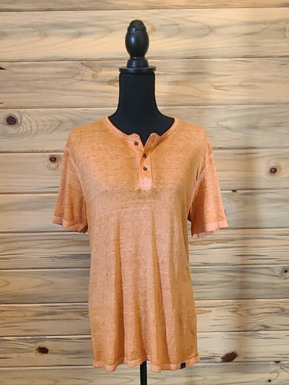 Lucky Brand Venice Burnout Ladies Orange Short Sleeved T Shirt Size Medium
